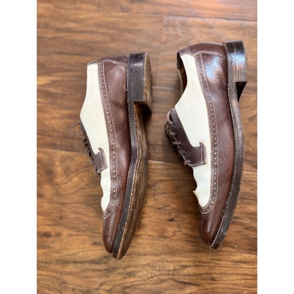 VTG 30s Freeman Spectator Two-Tone Brown/White Leather Wingtip Oxford Shoes 10 B - Picture 4 of 10